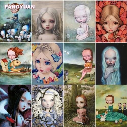 Diamond Painting Abstract Portrait Big Eyes Little Girl Cross Stitch Kits Pictures of Rhinestones Mosaic Art Paintings Handmade