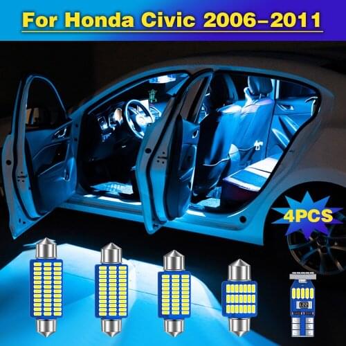 4pcs Error Free Auto LED Bulb Car Interior Dome Reading Light Trunk Lamp For Honda Civic 2006 2007 2008 2009 2010 2011
