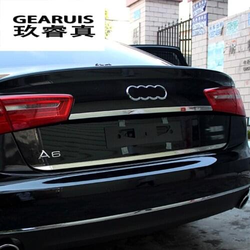 Stainless steel Car styling for Audi A6 C7 2012-2015 Rear Tail Trunk Lid Molding decoration Cover Sitckers Trim Auto Accessories