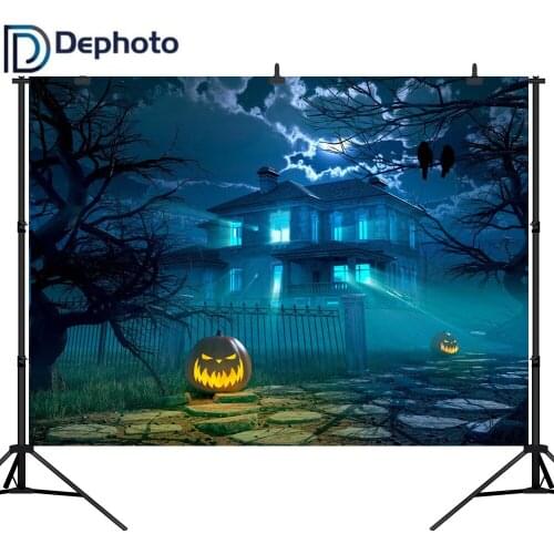 DePhoto Photo Backdrops Night Horror Halloween Pumpkin Light Backdrop Photocall Professional Customize Product Photography