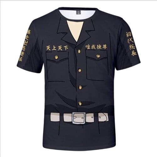 Anime Tokyo Revengers Swastika Unisex T-shirt Ken Ryuguji Haori Summer Mens and Womens Loose Round Neck Short Sleeve Top