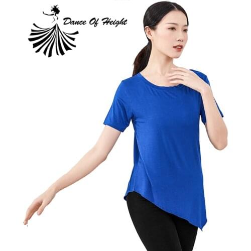 Plus Size Modal Modern Dance T-Shirt Loose Women Yoga Practice Dress Square Dance Performance Clothing Round Neck Short Sleeve T