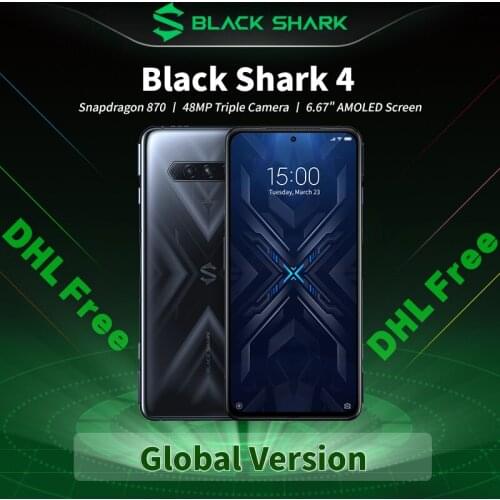 DHL Free Global Version Black Shark 4 5G Gaming Phone 6.67 inch Snapdragon 870 48MP Triple Camera BlackShark 4 Mobile Phone