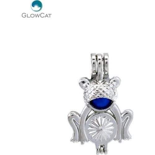 K667 5pcs/lot Cartoon Frog Beads Cage Jewelry Findings Charms Aroma Bead Cage Pendant Fairytale Party Essential Oil Diffuser