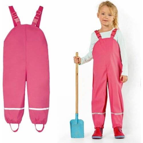 Boy And Girls Trousers Childrens Jumpsuit Baby Rompers Overalls Fleece Waterproof Rain Pants Jumpsuits For Kids Clothes