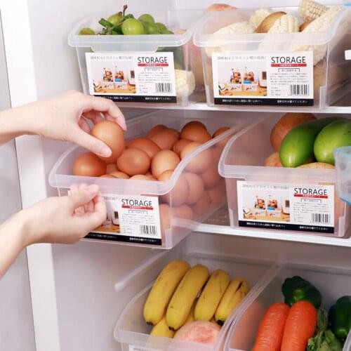 Refrigerator Storage Box Kitchen Drawer Plastic Rectangular Egg Frozen Food Organizing Storage Fresh-keeping Box