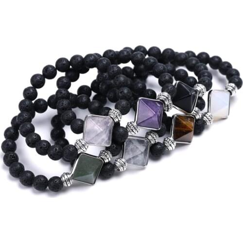 Healing Awl Natural stone Bracelet Black Lava Stone Beads Arom Essential Oil Diffuser Energy Reki Yoga Strand Jewelry