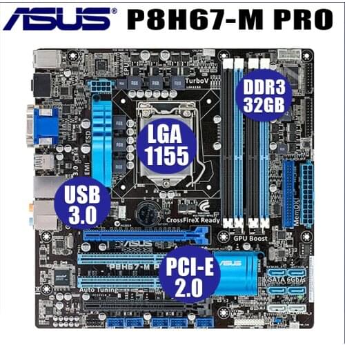 Asus P8H67-M PRO Motherboard LGA 1155 DDR3 Intel H67 32GB PCI-E 2.0 USB2.0 Core i7/Core i5/Core i3 Original Desktop Mainboard
