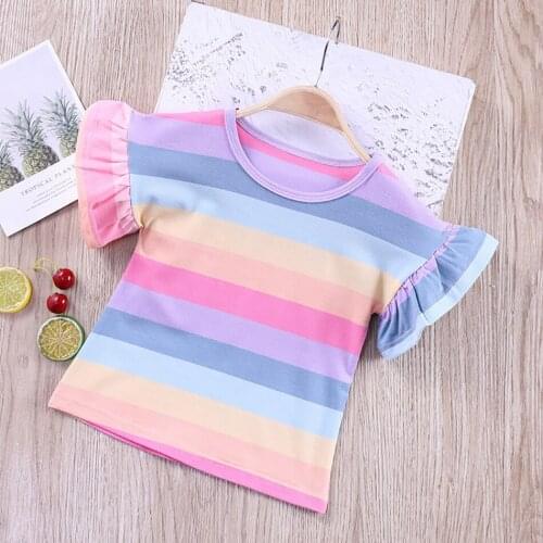 Summer Fashion T-shirt Children Girls Short Sleeves Tees Baby Kids Cotton Tops For Girls Clothes 1-8Y