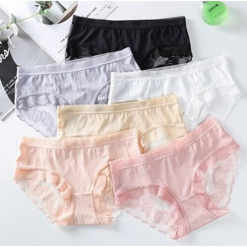 Soft Breathable Sexy Women Panty Low-Rise Knickers Hollow Briefs Ultra Thin Hipster Thong Lace Panties Lady Summer Underwear