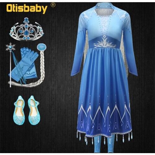 Snow Queen New Year Elza Costumes for Girl Children Princess Elsa Dress Leggings Clothing Set Fancy Snow Maiden Dress Up