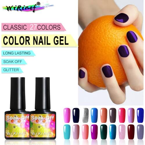 WiRinef 27 Colors Nail Gel Polish New Color Gel Polish High Quality Nail Art Salon Soak Off UV LED Nail Gel Varnish