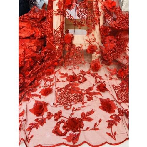 Wholesale French Net Lace Fabric 3d Flower African Tulle Mesh Lace Fabric SYJ-566830 African Lace Fabric