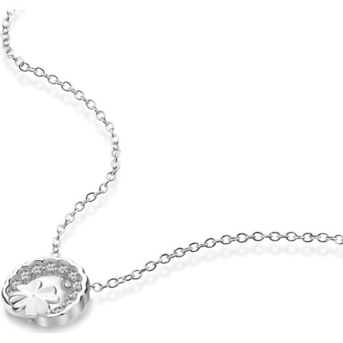 New fashion Heart Crystal Necklaces 925 sterling silver Choker Necklaces Clover Pendants for Women Fine Jewelry Bijoux Wholesale