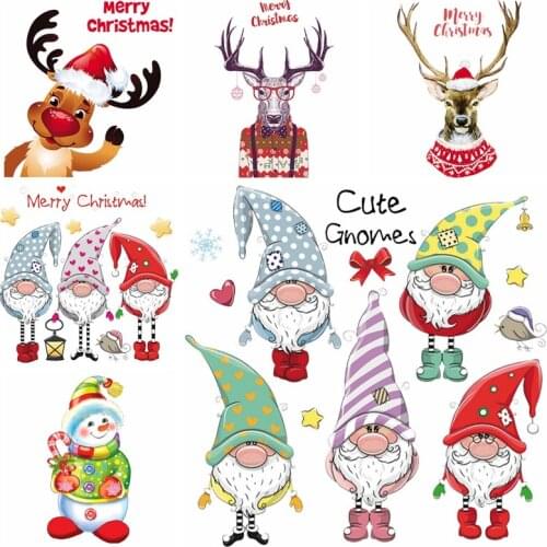 Christmas Patch Transfers Iron On Patches For Clothes DIY Cute Animal Thermal Transfer Heat Vinyl Iron On Sticker Applique Decor