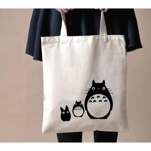 Totoro Tote Bag Funny Cute Graphic Harajuku Japanese Kawaii Funny Women Fashion Canvas Bag Shopping Bags Travel Bag with Zipper
