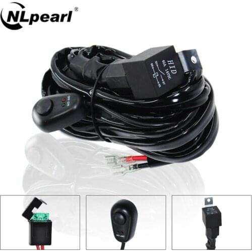 NLpearl Universal LED Light Bar Wiring Harness Kit Car 12V 40A Relay Offroad 4x4 Auto LED Work Light Bar Wire Fuse Switch Cable
