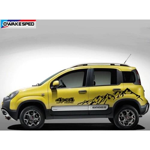 Mountain Graphics Vinyl Decal Car Styling Door Side Decor Sticker For-Fiat Panda Corss 4X4 OFF RAOD Auto Body Customized Stripes