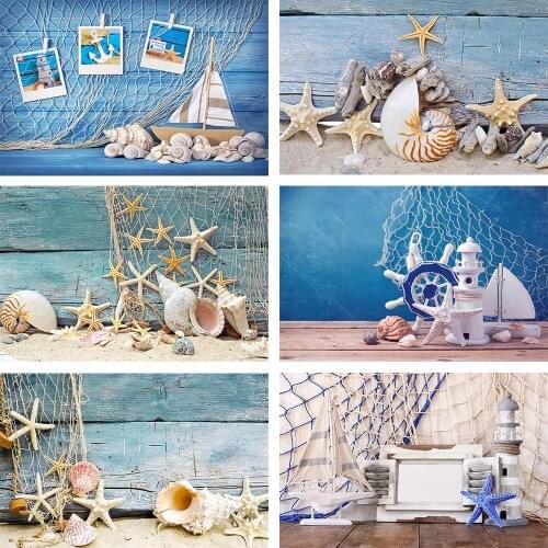 Avezano Photography Background Summer Beach Banner Backdrops For Photo Studio Starfish Ship Decoration Photocall Photozone Vinyl