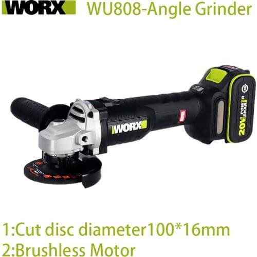 WORX Brushless Angle Grinder 20V 4Ah WU808 Rechargeable Power Share Platform Battery Multi-function Polishing Cutting