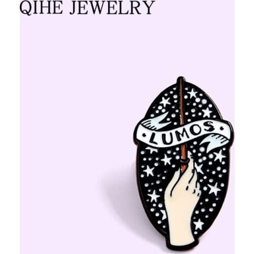 Spells Magic Wand Enamel Pin Witch Starry Hand Brooch For Women Men Clothes Lapel Pins Buckle Badge Wholesale Fashion Jewelry