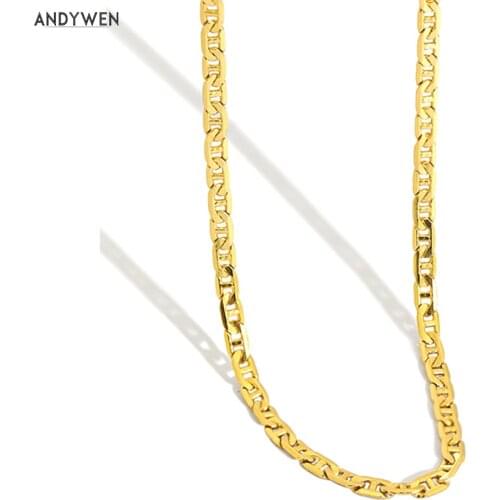 ANDYWEN 925 Sterling Silver Gold Thick Chain Fashion Jewekry For Women Wedding Party Rock Punk Luxury Jewels Choker Necklace