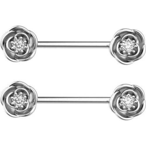 2pcs Fashion Flowers Stainless Steel Nipple Piercing Rings Women Nipple Piercing Sexy Body Piercing Jewelry Wholesale