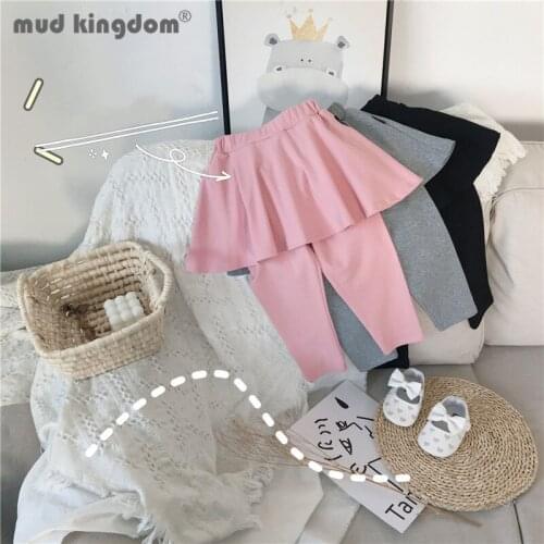 Mudkingdom Girls Leggings Skorts Fashion Solid Elastic Waist Culottes Spring Autumn Pants for Little Girl Casual Cute Clothing