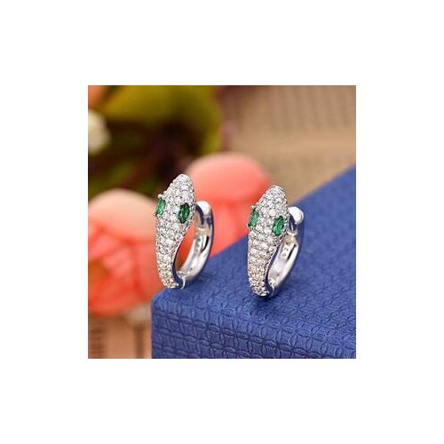 1 Pair The personality of the fashionable snake like bright Zircon Earrings Earring women sterling--jewelry