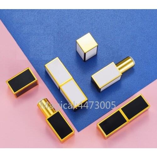 10/30/50pcs Magnetic Buckle 12.1mm Black White Gold Rim Empty Lipstick Tube Lip Balm Container Lipstick Shell Packaging Cosmetic