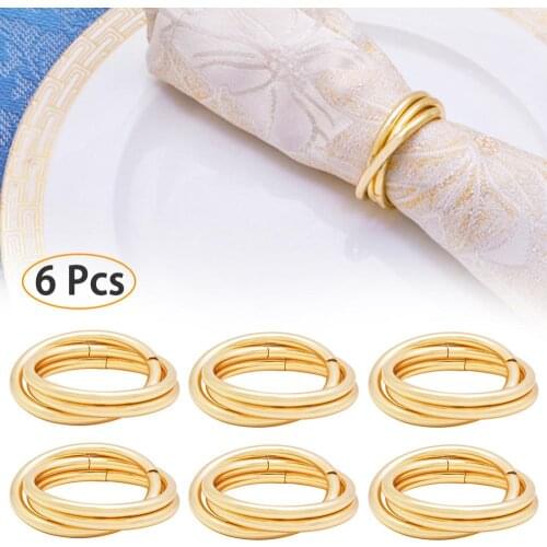6pcs Serviette Rings Alloy Napkin Holder West Dinner Towel Napkin Buckle Ring Party Decoration Table Decoration Accessories