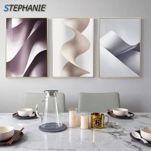 Abstract White Gray Purple Model Canvas Painting Unique Posters Print Modern Art Wall Pictures for Living Room Nordic Home Decor