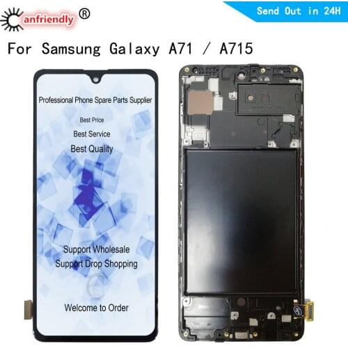 AMOLED For Samsung Galaxy A71 SM-A715F A715F/DS A715F/DSN A715F/DSM LCD display Touch panel Screen Digitizer with frame Assembly