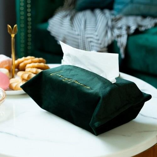 Velvet Embroidery Cloth Tissue Case Box Container Home Car Towel Napkin Papers Dispenser Holder Box Case Table Decoration Nordic