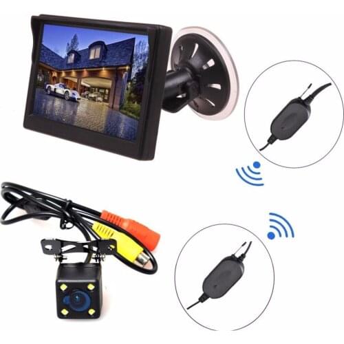 Wireless Car Auto 5 inch HD Monitor LCD TFT + Backup Camera Reverse Parking Kit LED Night Vision CCTV Safety Surveillance