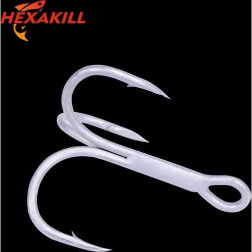 Hexakill 20/10pcs Tin/Black Nickel round bent treble Hooks Sharp 2X Super Strong High Carbon Steel three fork three claw hook