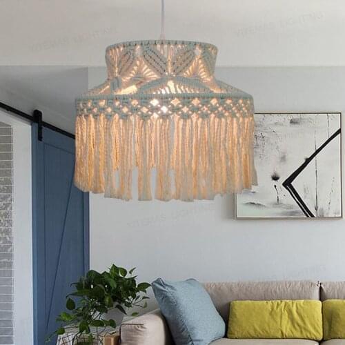 Pastoral style cotton chandelier Creative dining room lamps Posey living room homestay woven decorative chandelier