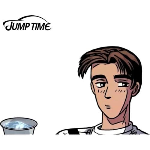 JumpTime 13cm x 7.7cm For Takumi with Water Cup Sticker Car Bumper Decal Waterproof Car Stickers Cartoon Car Styling Accessories