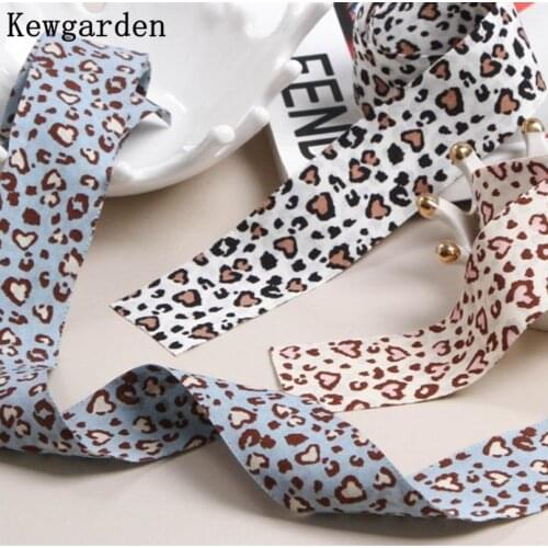 Kewgarden Handmade Crafts Fabric DIY Hair Bow Tie Make Sewing Accessories Leopard Ribbon 1" 1.5" 25mm 38mm Gift Packing 10 Yards