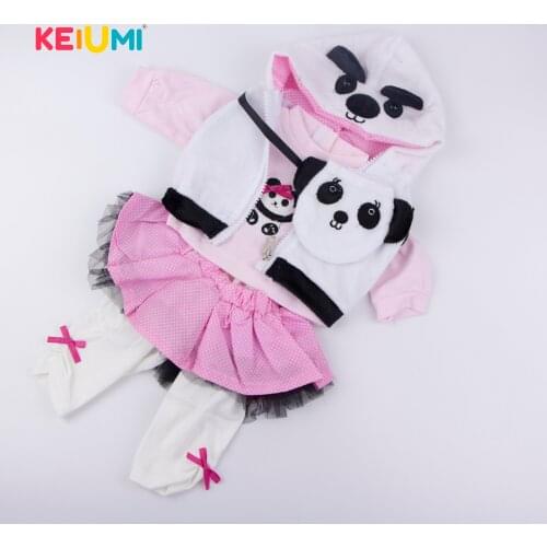 Lovely Panda Baby Girl Clothes sets Black and white Color Suit for 17 inch Reborn Baby Doll With Hat Clothes Doll Clothes Sets