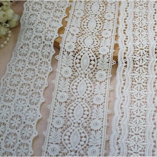 3 Yards 100% Cotton Embroidered Lace Trim Hollow out Guipure Cotton Trimming Lace for Womens Clothing Garment Diy Lace Trim
