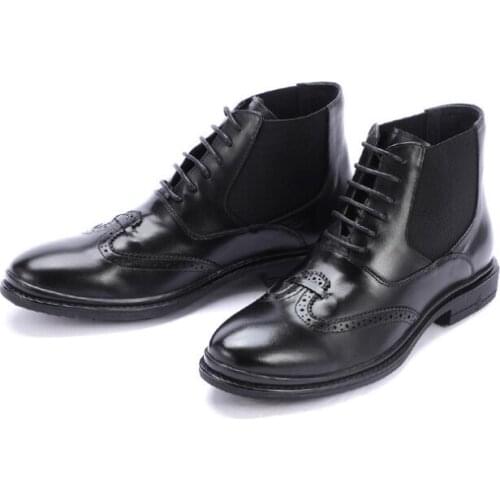 Fashion winter Martin Boots mens shoes genuine leather pointed toe classics ankle men boots high-top casual western boots