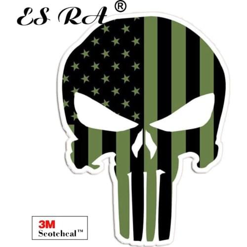 Cool Sticker Motors Decal Vinyl Star Black and Green Stripes Military Skull Pegatinas Auto Waterproof Bumper Accessories