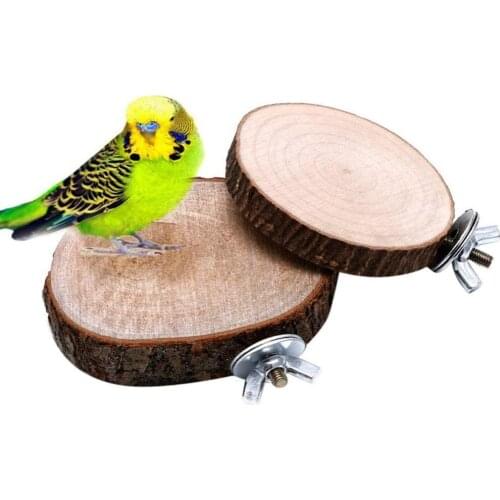 Oblique Cut Wooden Pier Slab Parrot Station Board Suitable For Parakeet Parrot Canary Finches Dove Hamster Food Supply Toys