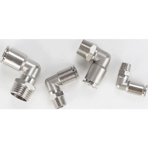 Pneumatic Connectors 1/8" 1/4" 3/8"1/2" BSPT Male Elbow Nickel Plated Brass Push In Quick Connector Release Air Fitting Plumbing