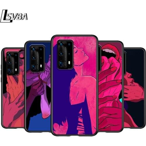 Sexy Lips Hot Girl For Huawei P Smasrt 2018 2019 2020 2021 Smart S/Z Smart Plus Smart Pro Black Cover Silicone Soft Phone Case