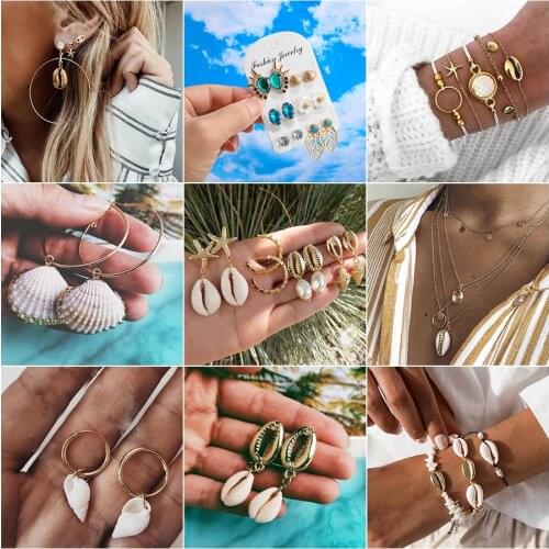 Fashion Brincos Sea Shell Conch Earrings 2019 for Women Gold Color Pendant Dangle Earring Female Bohemian Beach Summer Jewelry