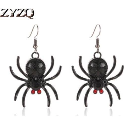 ZYZQ Dark Witch Style Drop Earrings Creative Spider Shaped Pendant Design Neo-Gothic Night Club Accessories Halloween Jewel