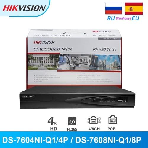 Hikvision PoE 4K NVR DS-7604NI-Q1/4P DS-7608NI-Q1/8P 4/8CH 8MP 1 SATA For IP Camera CCTV Security Network Video Recorder H.265