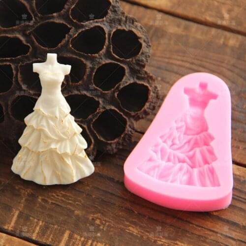 Wedding dress shape silicone mold fondant cake chocolate mold decoration tools bakeware